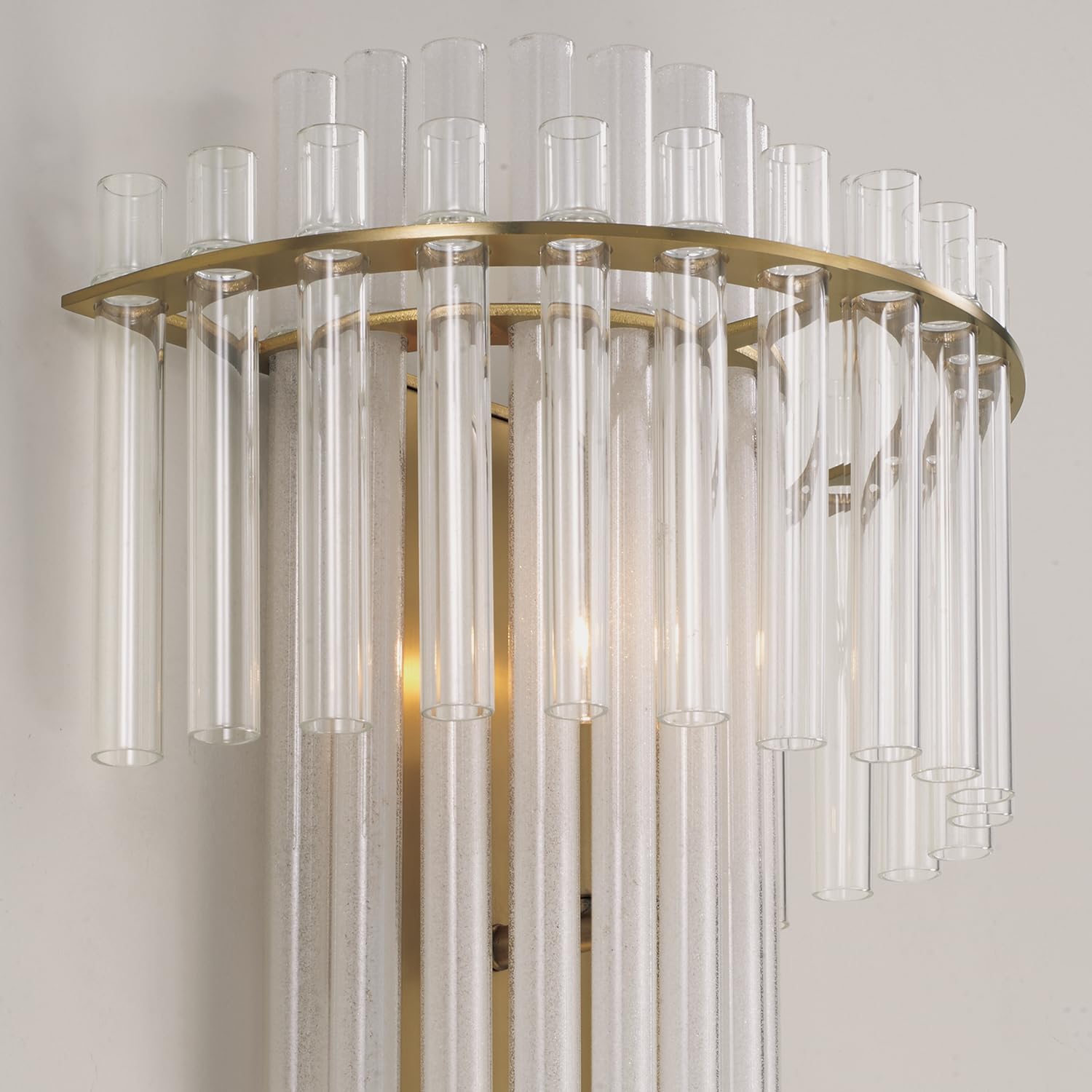 Capital Lighting 658711AD Blair Transitional Wall Sconce with Etched/Clear Glass Tubes, 1-Light 60 Watt, 14" H x 13" W, Aged Brass