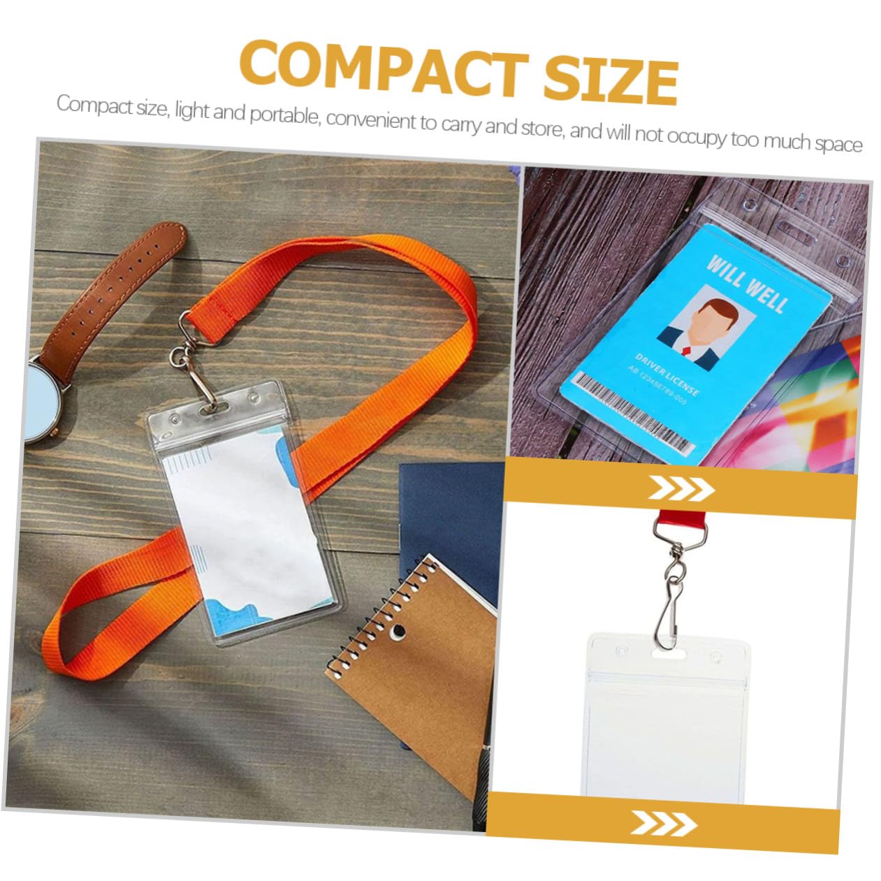 Lurrose 2sätze Tragbarer Wasserdichter Pvc - Mit Lanyard Teiliges Fünf Farben Für Id-karten Schülerausweise Und