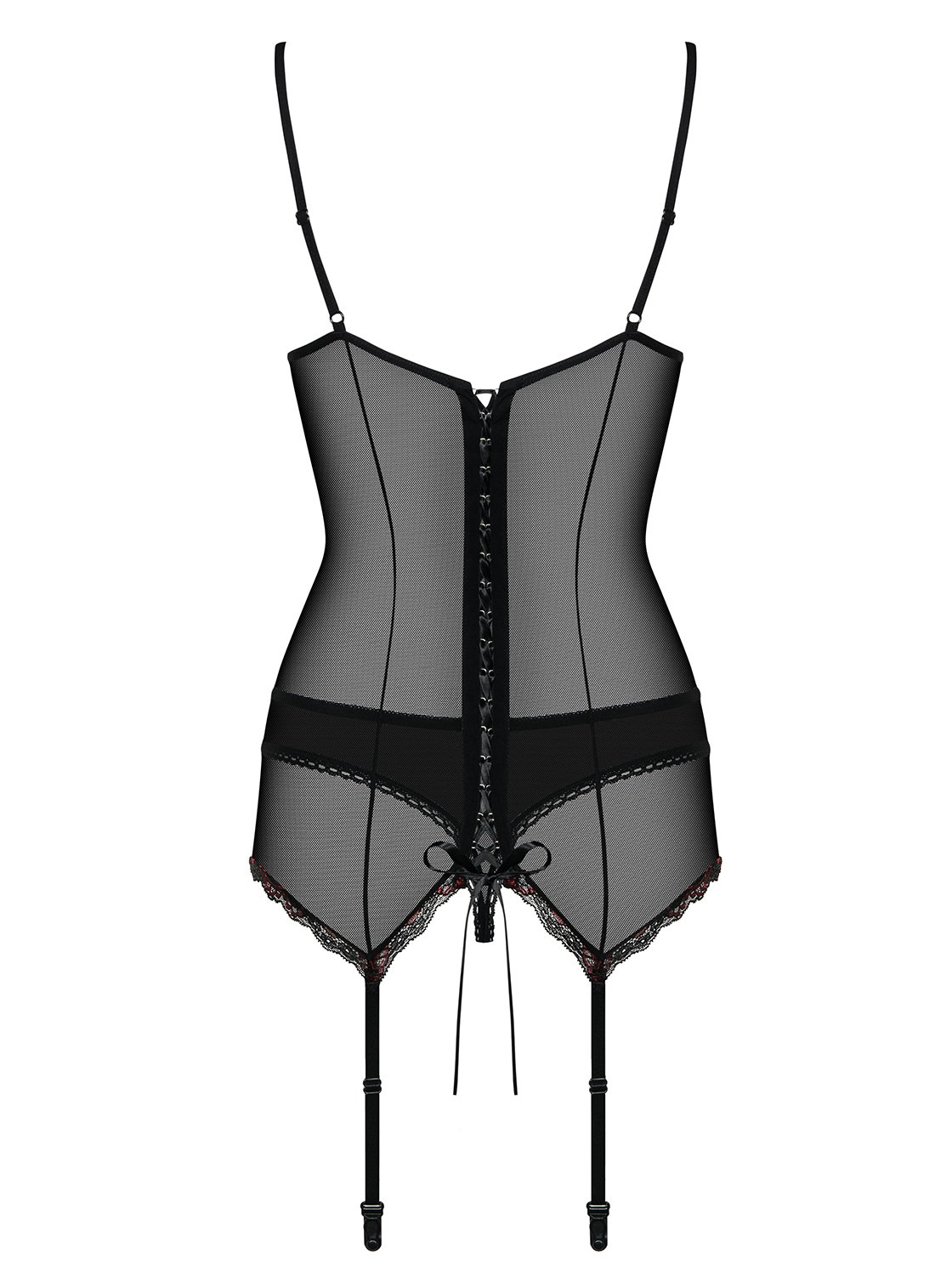 Obsessive verführerisches Dessous-Set aus zarter Corsage Korsett mit Strapshaltern und String, in toller Geschenkbox