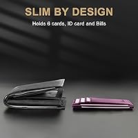 Vista 158 de Travelambo Billetera delgada con bolsillo delantero y clip para el dinero con bloqueo de identificación por radiofrecuencia, talla única