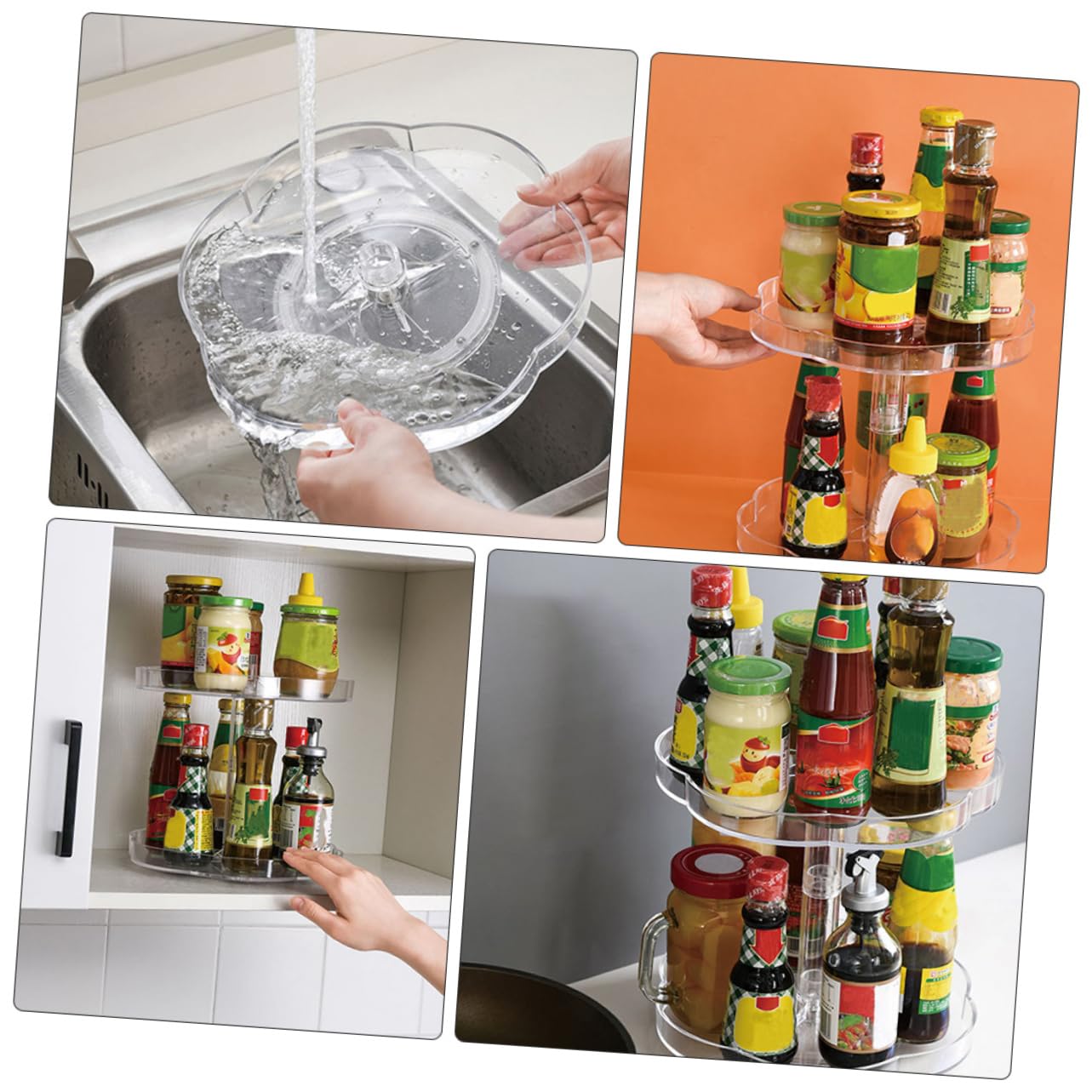 Garneck Porta Spezie Girevole A Doppio Girevole A 360° Porta Condimenti Organizer Da Cucina Per Bottiglie Di Condimento E Cosmetici