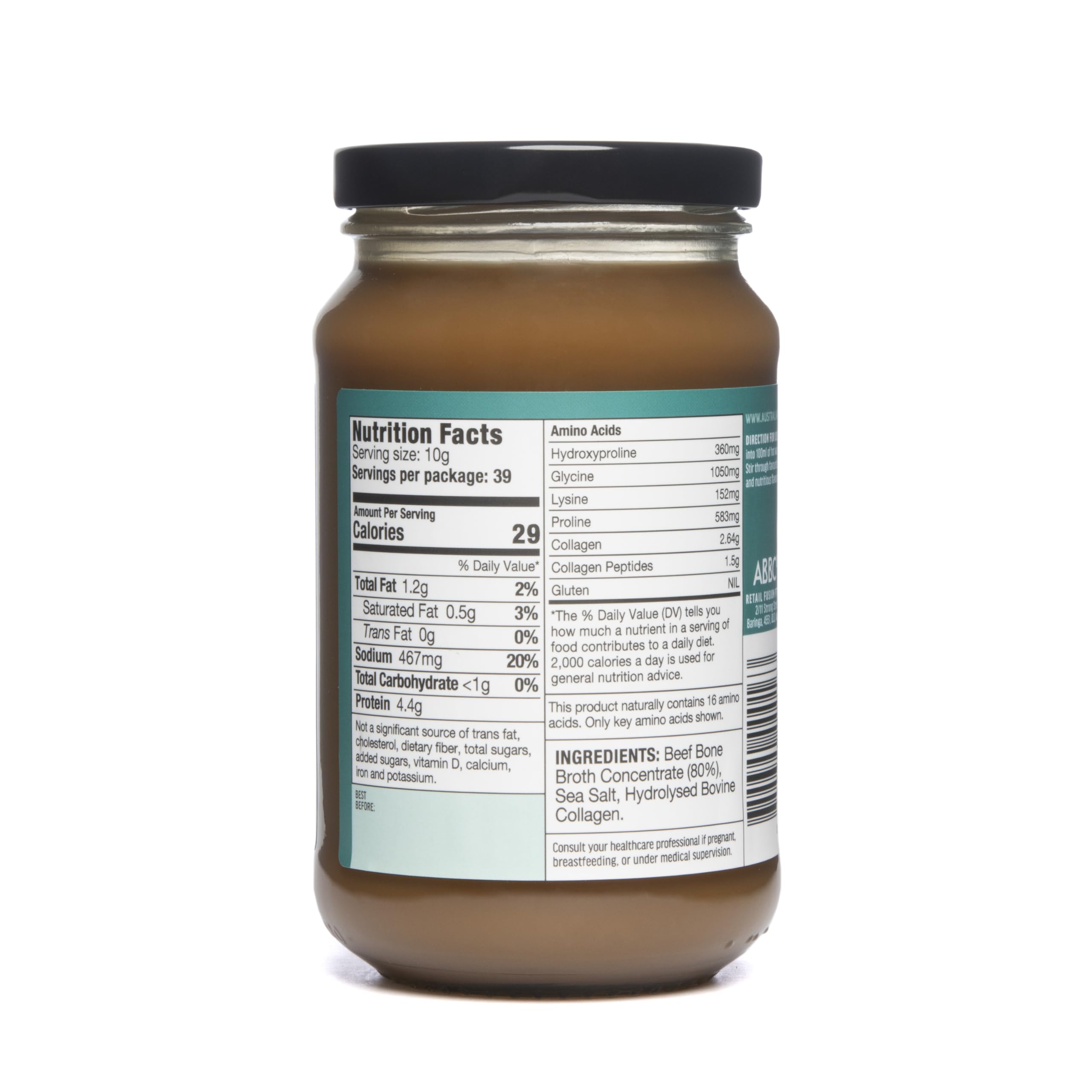 ABBCo Beef Broth Concentrate with Collagen, Rich Savoury Cooking Base for Soups, Gravies & Sauces, Just Add Hot Water, Halal, 13.26Floz