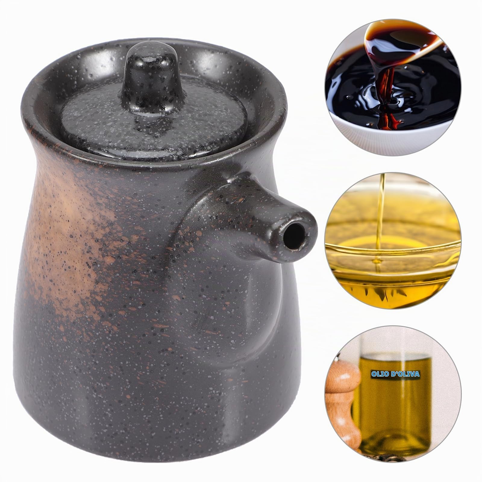 UPKOCH Bottiglia Di Salsa Di Soia in Ceramica Distributore Di Aceto E Olio Contenitore Per Condimenti 4.13X3.35X8.27In Design Igienico Resistente Casa Ristorante Cucina