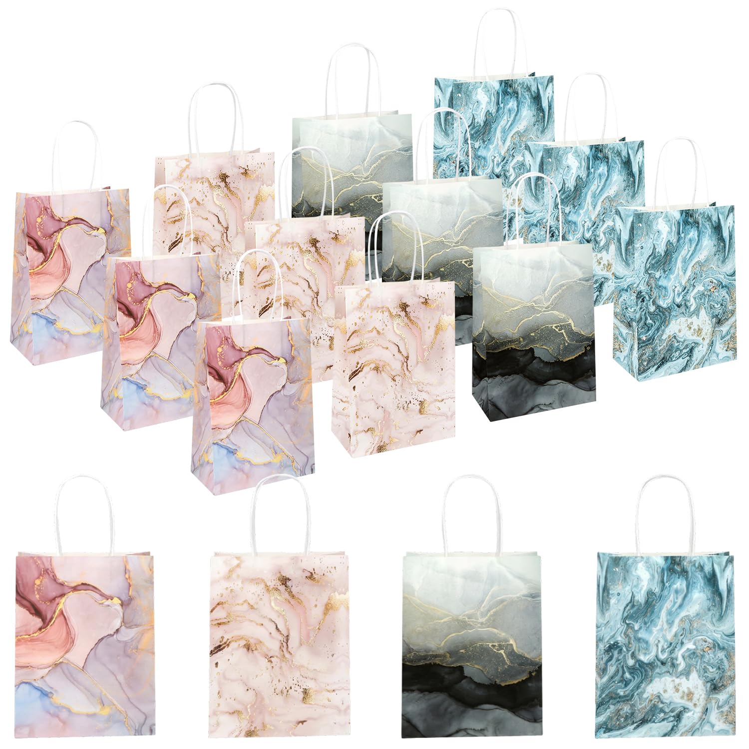 MOTIBACK 12 Pcs Marble Gift Bags 21x15x8cm Paper Party Bags for Birthday