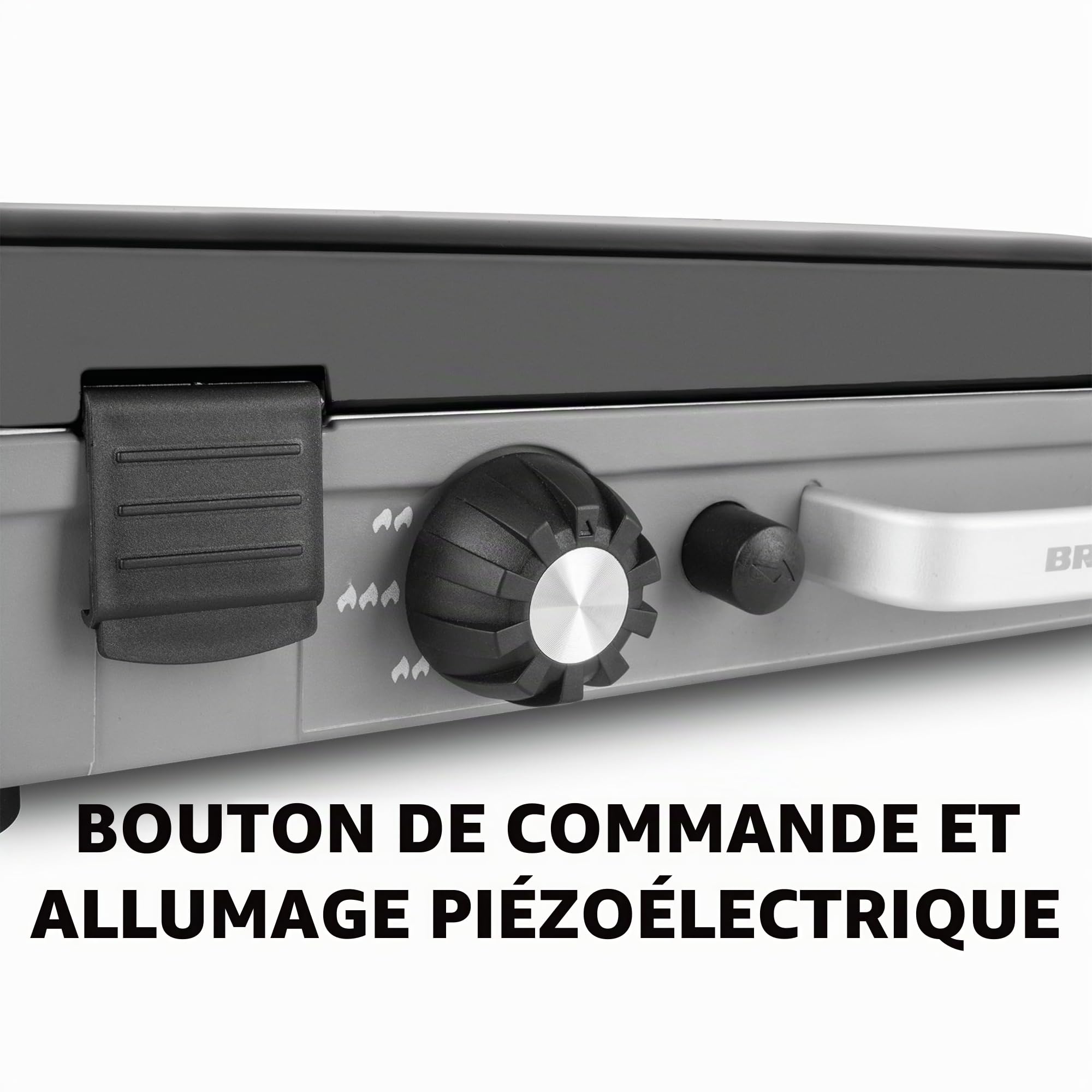 Brunner Cuisinière à gaz DEVIL KOOKMASTER GP - Double brûleur de 2,4 kW, allumage piézoélectrique, couvercle et poignée de transport, avec plaque lisse/rayée, 30mbar - Parfait pour la cuisine