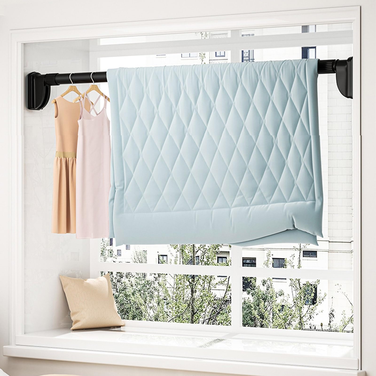 Tringle à Rideaux Sans Perçage Télescopique - Adjustable 40-500cm, Antidérapante, Pour Salle De Bain, Armoire