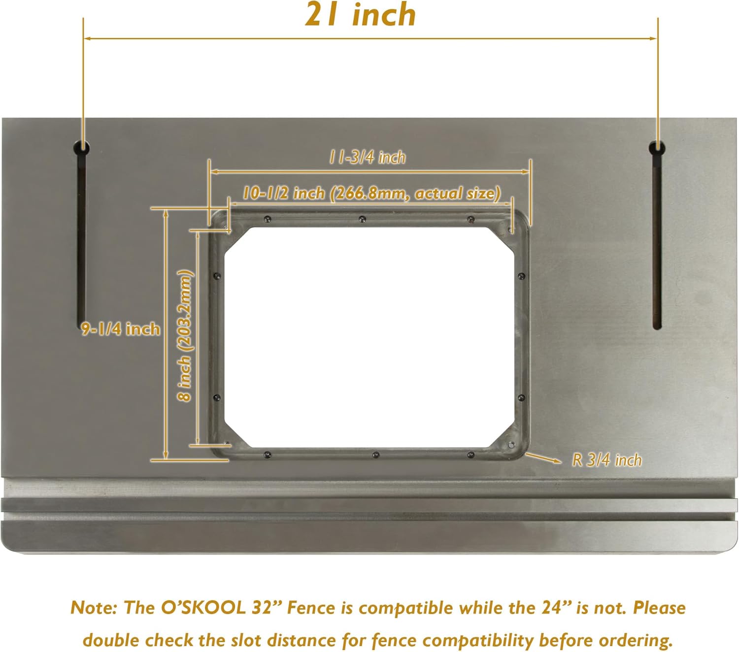 O'SKOOL 27” x 16” Cast Iron Router Table Extension Wing, RTS015