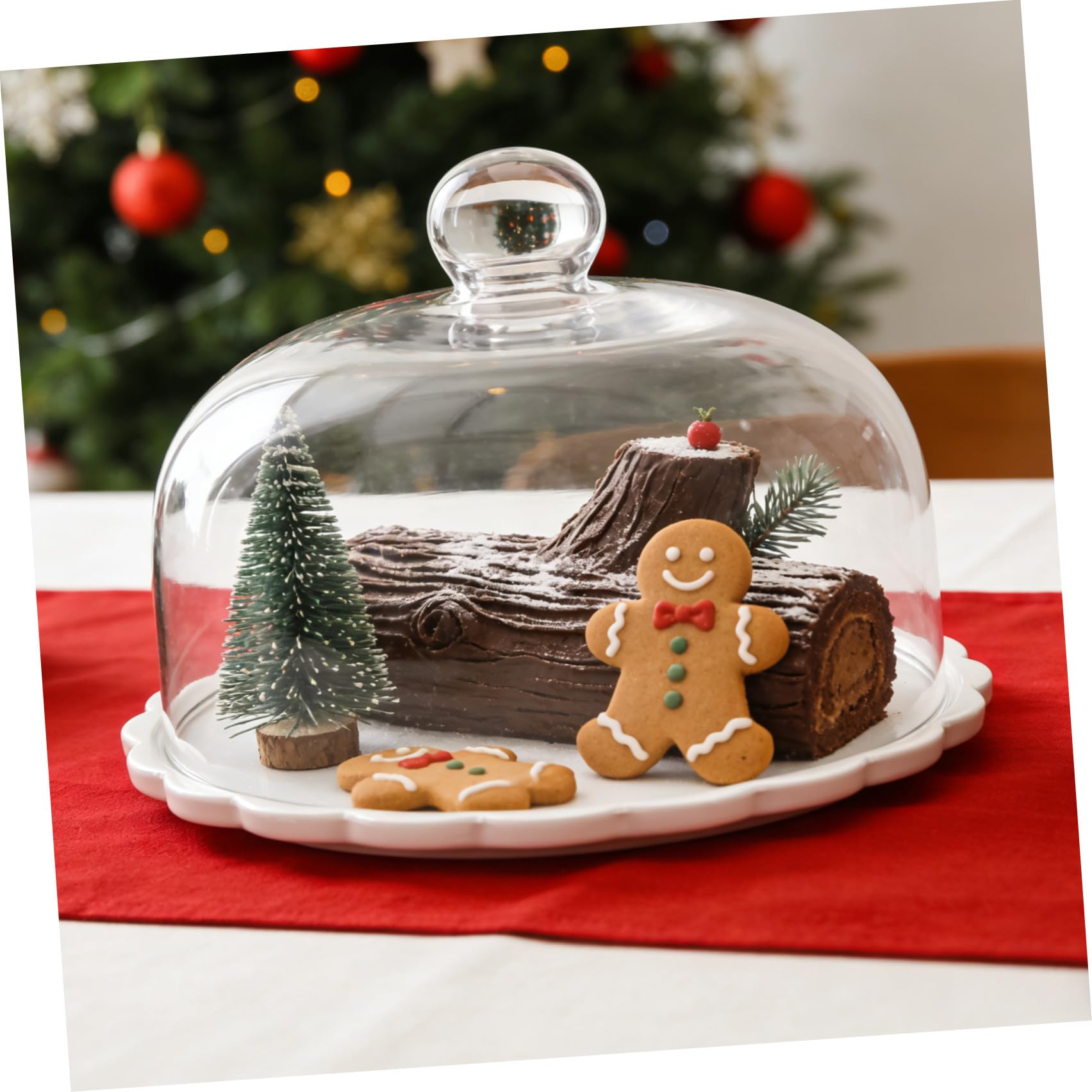 Cubierta para Tartas con Tapa de Vidrio Transparente 9.25 Pulgadas, Plato de Pastel con cúpula de Vidrio y Base de cerámica, 1 Set para Servir postres y Mostrar Pasteles