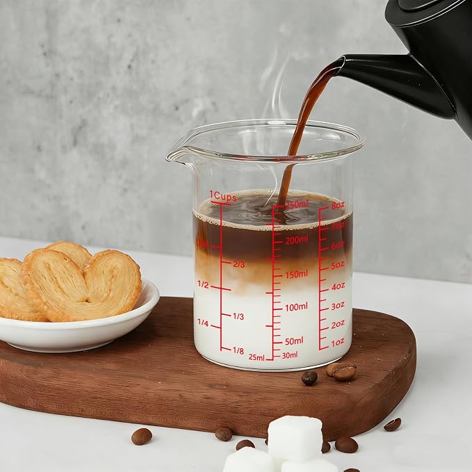 Vaso medidor de vidrio borosilicato 250 ml con pico vertedor miniatura 8
