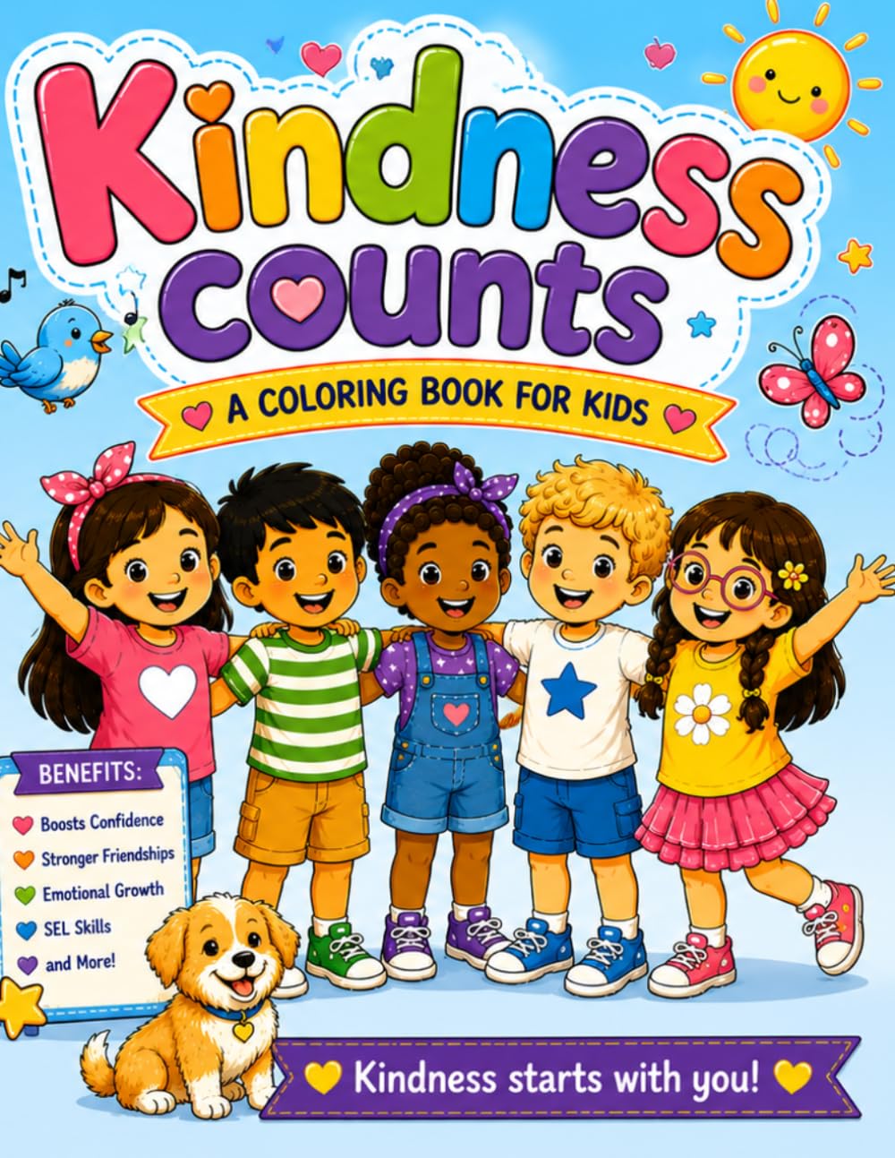 Kind Hearts & Happy Days: A Coloring Book About Kindness