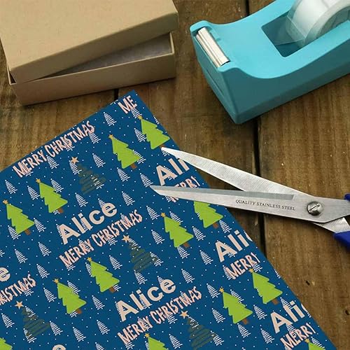 Miniatura 6 de casecoco Papel de regalo con nombre personalizado para niñas, niños, árboles de Navidad, rollos de papel de regalo para niños, mujeres y hombres,