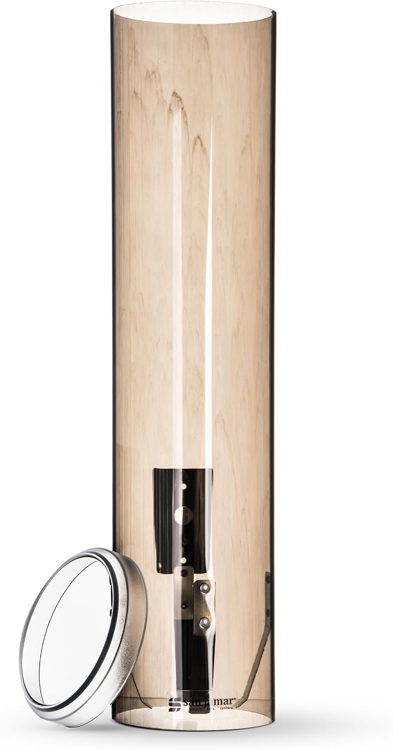 San Jamar Large Pull-Type Cup Dispenser 6-12 Oz. Flat Cups, 4.5 - 7 Oz Cone Cupz with Flip Cap for Restaurants, Home, and Office, Plastic, 16 Inches, Brown