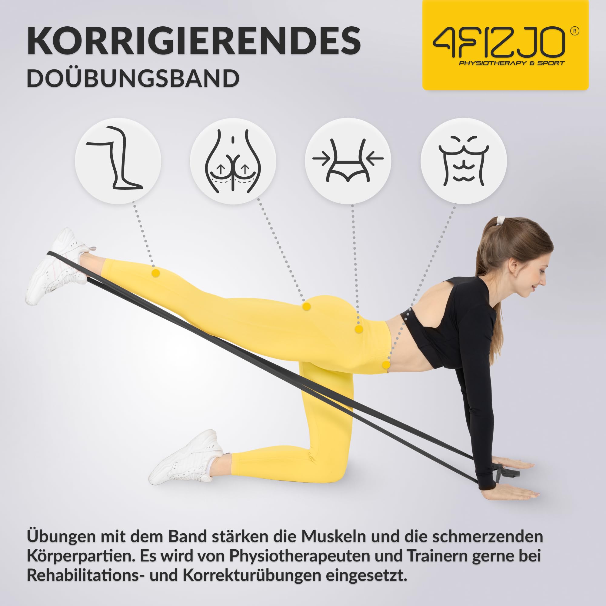 4FIZJO Latex Fitnessband, 30m, Widerstandsbänder krafttraining, Calisthenics Equipment, Trainingsband für Yoga, Gymnastikband, Rehabilitationsband