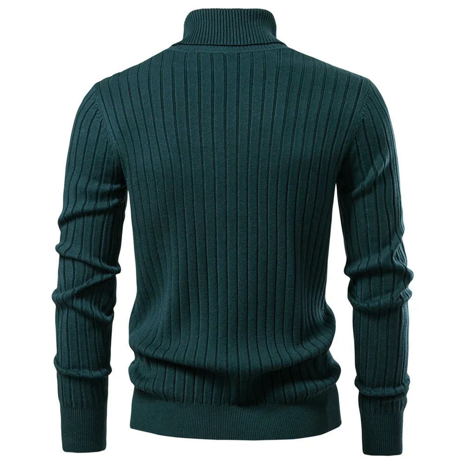 Maglione Uomo Maglione Dolcevita Casual Caldo Invernale da Uomo, A Righe, Tinta Unita-Verde-M-Grigio-XL