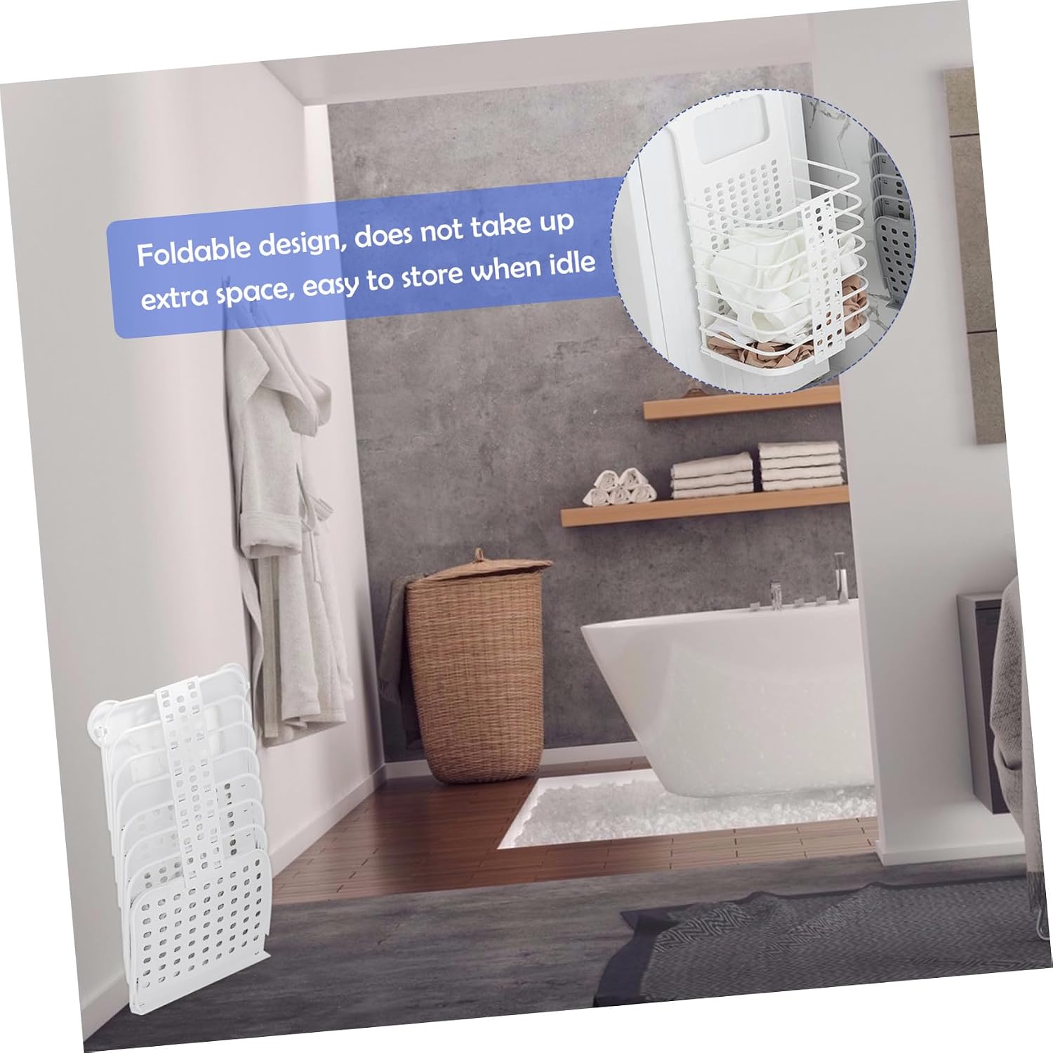 Holibanna 1pc Folding Dirty Clothes Basket Wall-mounted Storage for Laundry Breathable Mesh Design Capacity Organizer for Bathroom and Home Use
