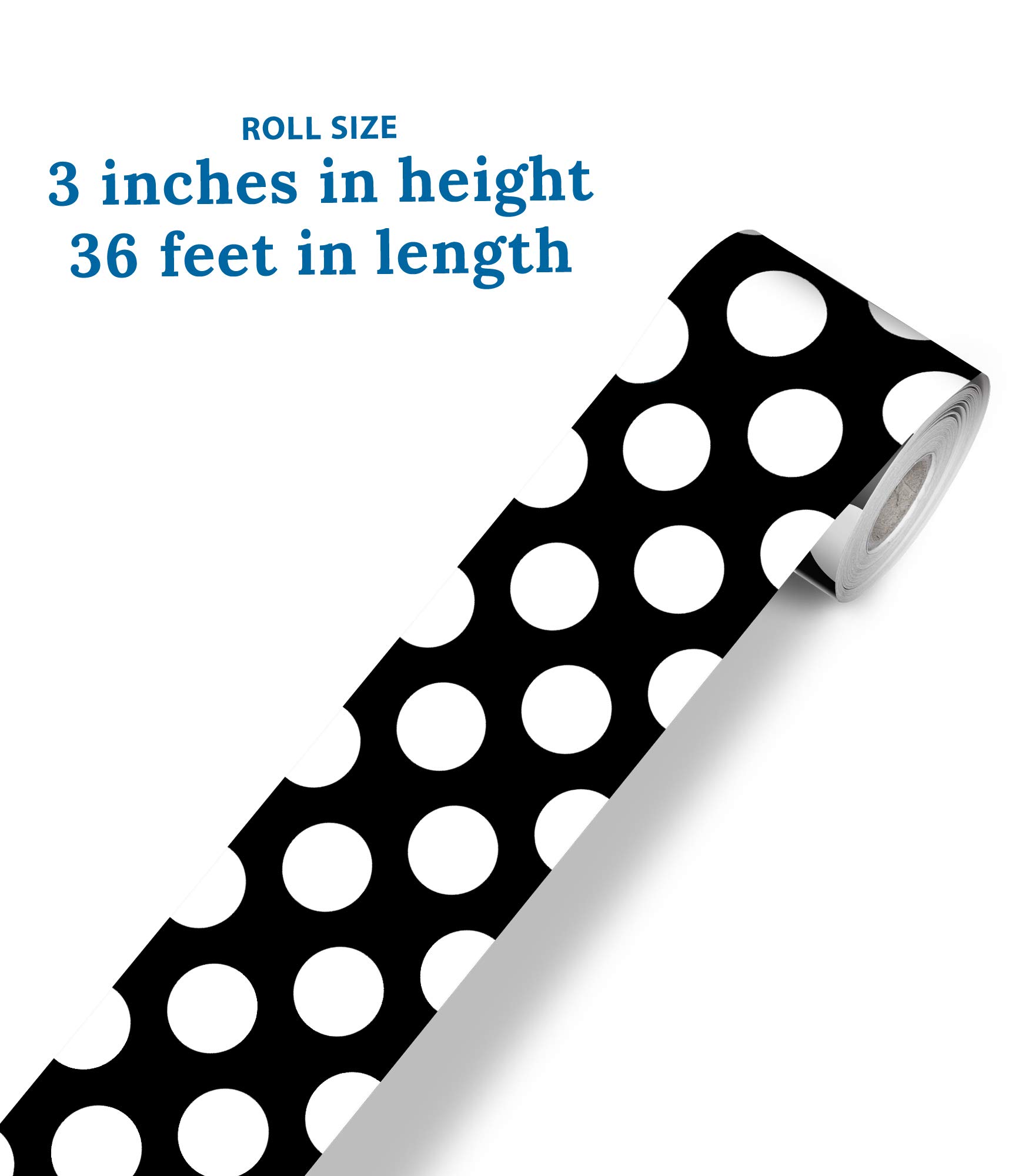 Schoolgirl Style Straight Polka Dot Bulletin Board Border—Rolled Black