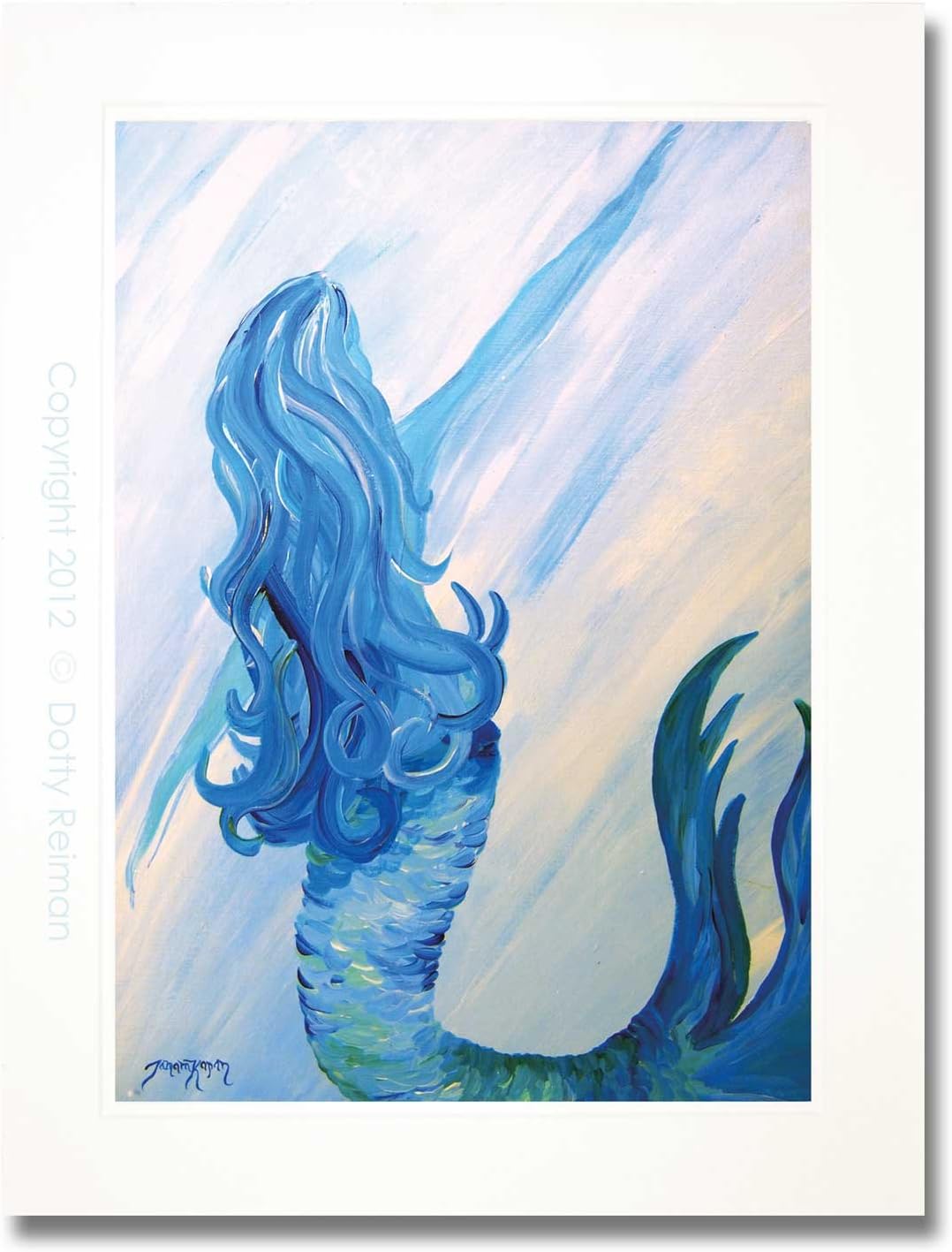 Artdivas Mermaid Art Titled Looking Back by Tamara Kapan (matted, 18X24)