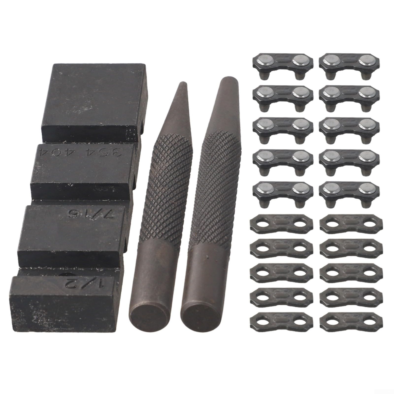Kit de herramientas para romper motosierra de bolsillo, juego de reparación de cadena de acero al carbono con eslabones maestros para cadenas de paso de 1/4 pulgadas, 3/8 pulgadas, LP de .325