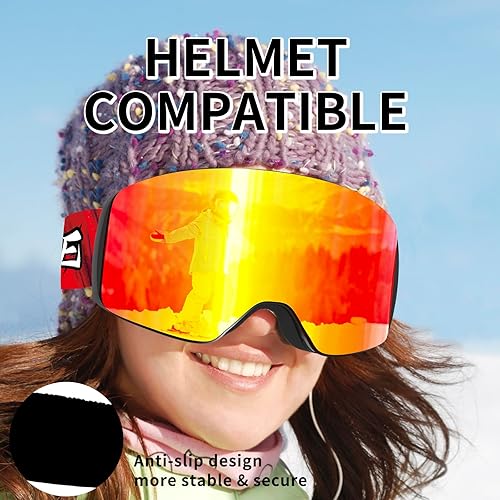 Miniatura 3 de Whale Ski Goggles OTG Magnetic Snowboard Goggles for Men, Women, Kids and Teens 100% UV Protective Lens