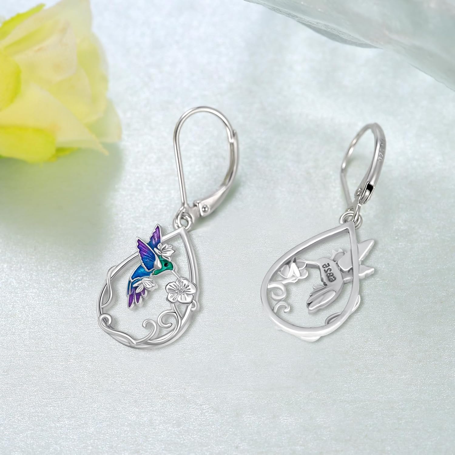 Hummingbird Earrings for Women 925 Sterling Silver Dangle Earrings Bird Jewelry Hummingbird Gifts for Women Mom - Image 3