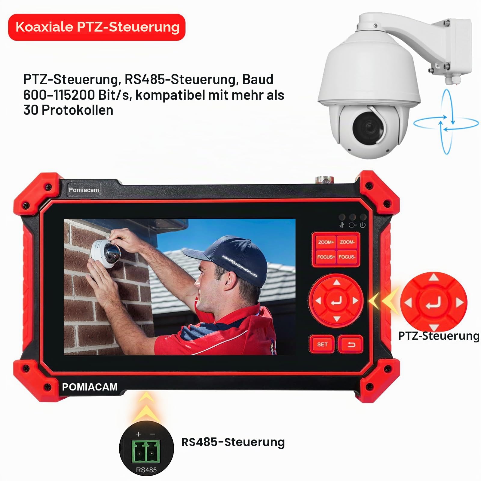 CCTV-Kameratester, HD-2950, 8 MP TVI CVI AHD CVBS Analog-Kameratester, 12,7 cm (5 Zoll), TFT-LCD-Bildschirm, UTP-Kabeltest, HDMI- und VGA-Eingang, RS485 PTZ-Steuerung, Audio-Test, 12 V