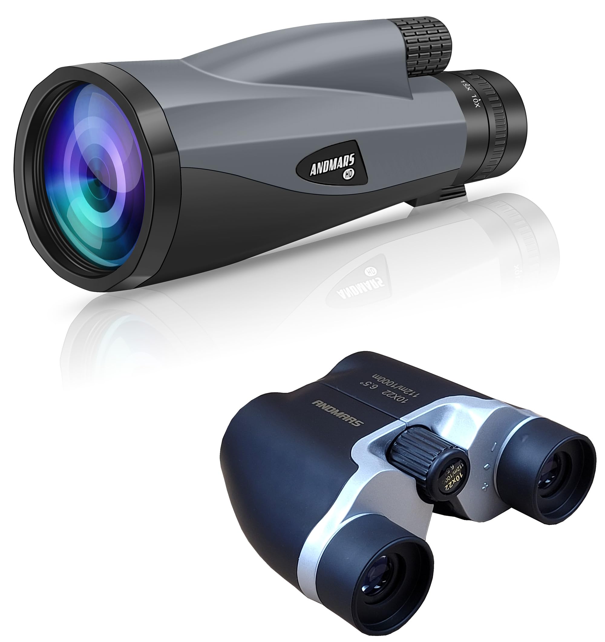Andmars Zoom 10-30x60 Monocular and 10x22 Pocket Binocular