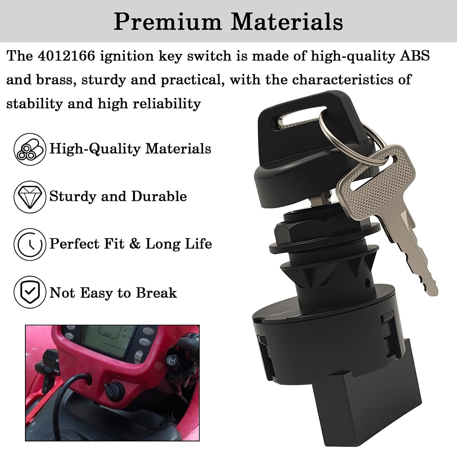 4012166 Ignition Key Switch, 4 Position 6 Pins for Polaris Ranger 400 500 570 800-Mid-Size ETX EV-Li-Ion RZR 570-Base ACE 325 500 570 900 Replaces 4011142
