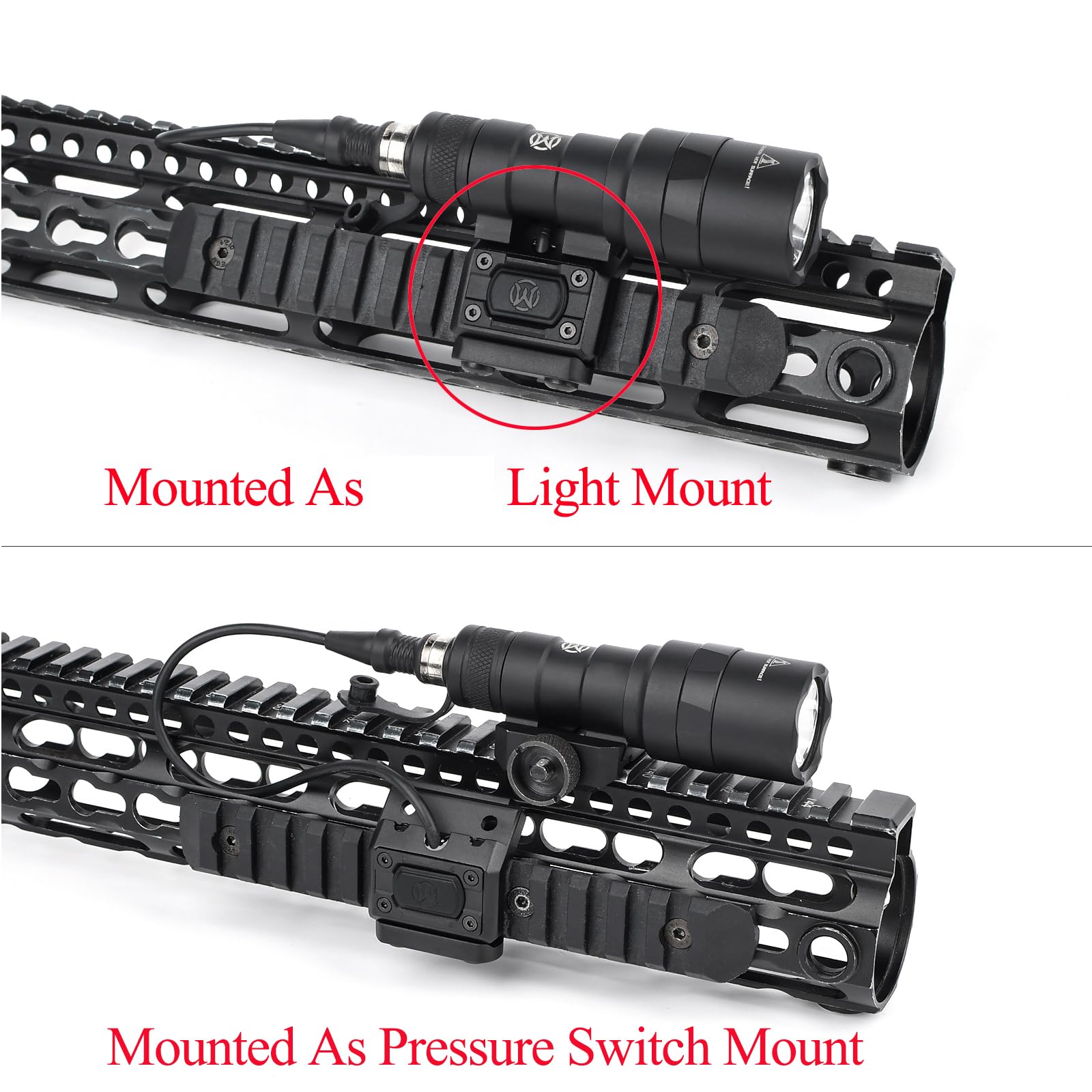 NOBUHIRO Interrupteur de pression à distance modulaire tactique avec support de lumière décalée pour lampe de poche M300 M600 Scout, avec prise SF pour lampes de poche M300 M600, convient pour rail