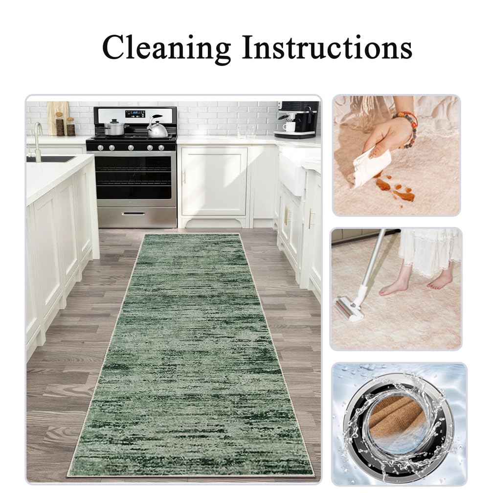 Tappeto Runner Lungo Per Corridoio 50x300cm Verde Antiscivolo Lavabile Passatoia Cucina Tappeti Moderno Soggiorno Salotto Camera Da Letto Scendiletto Lavanderia Ingresso Interno Pelo Corto