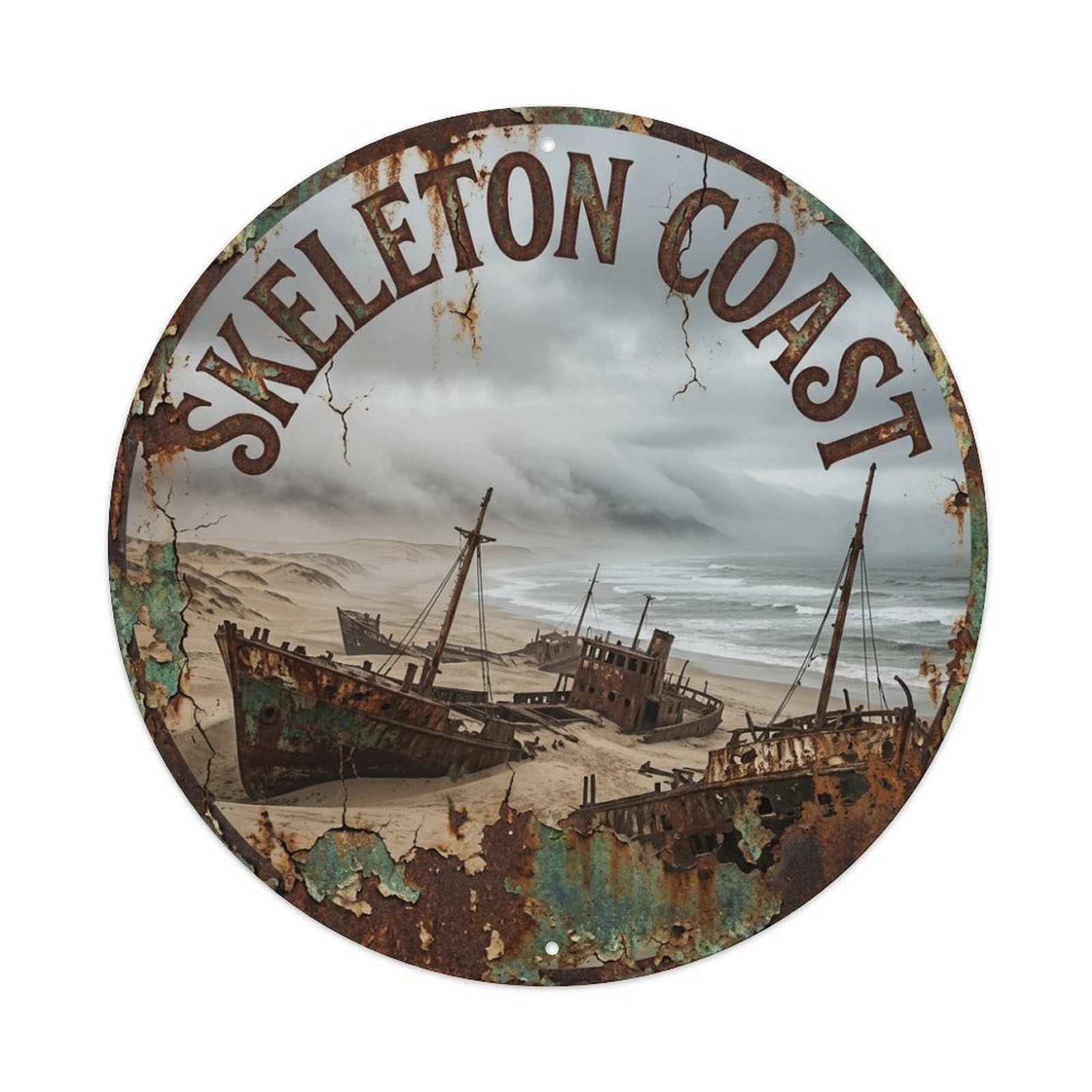 Retro Namibia Travel Skeleton Coast Metal Tin Sign