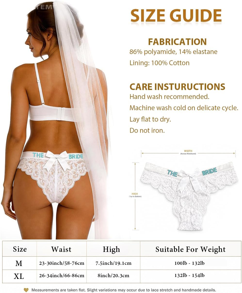 Womens Lace Panties Bow Sexy Underwear for Women with Gold Letters Cute Bridal Lingerie Gifts