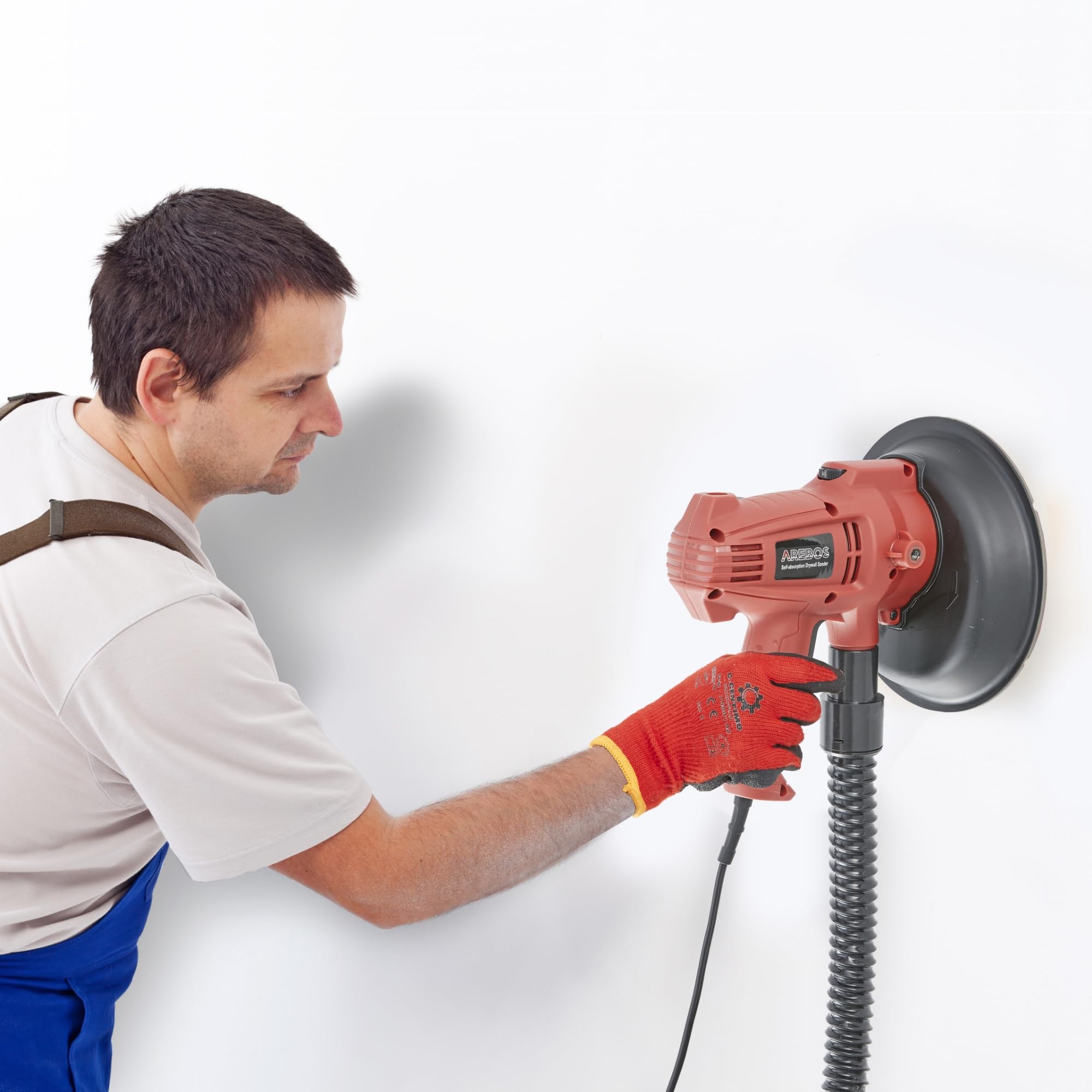 Arebos Levigatrice per Cartongesso 710 W | da Parete e Soffitto | 6 Livelli di Velocità | 1500–3000 giri/min | Incl. 18 Platorelli | Ideale per Lavori di Ristrutturazione