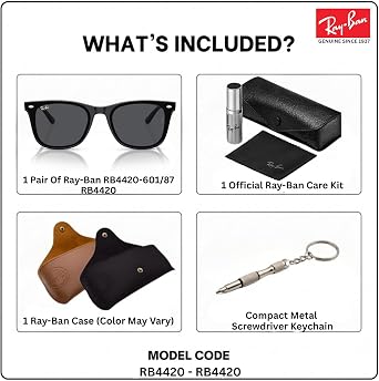 Ray-Ban RB4420 Square Shape Sunglasses with Official RAYBAN Eyewear Kit