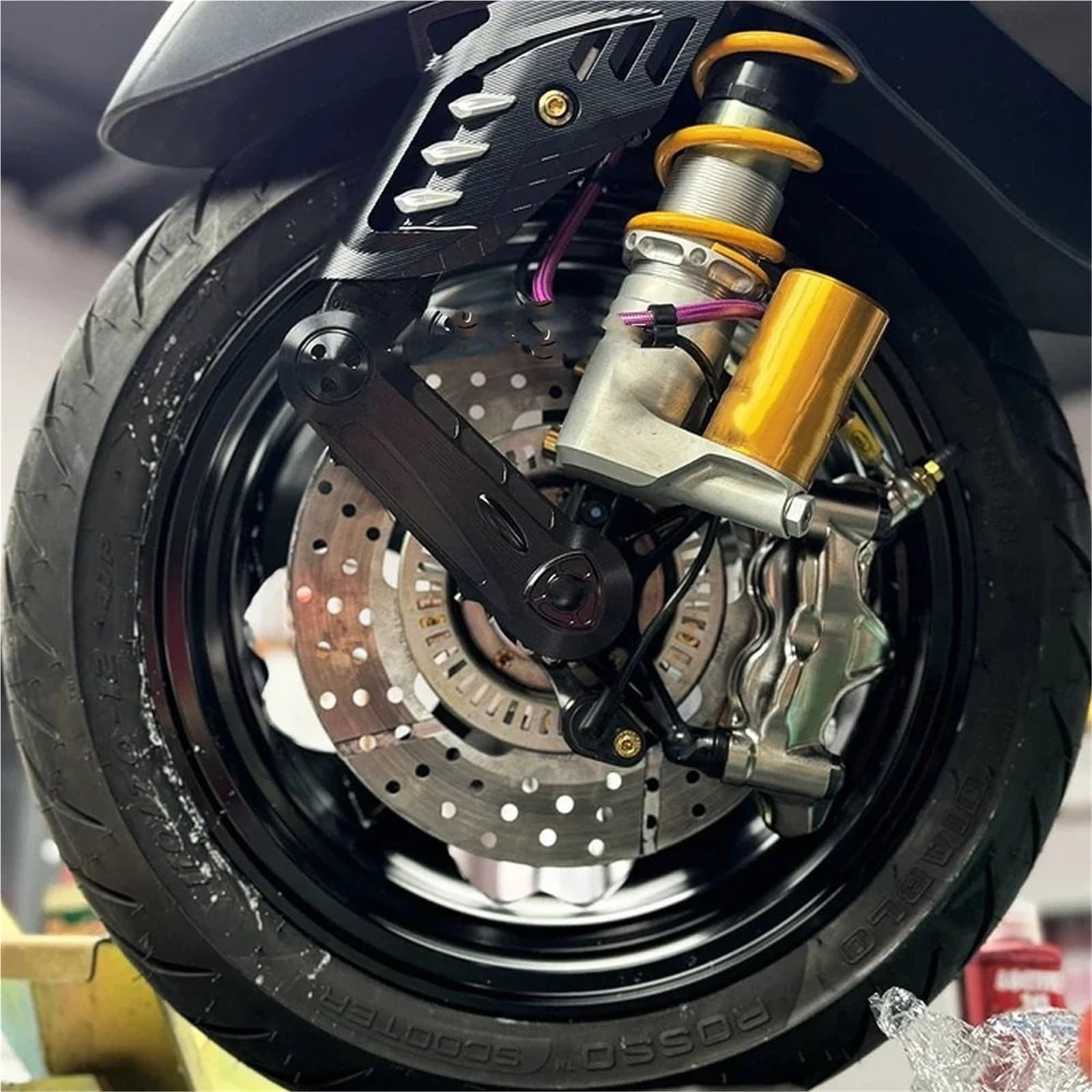 szpule motocykla wahacz Pasuje do Vespa GTS300 GTS Pasuje do Sprint150 Primavera150 Osłona przedniego widelca Motocyklowe nakładki na wahacze wahacza Widelec Ramiona Szpule(Silver With Logo)