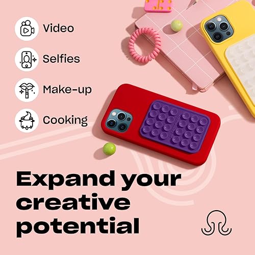 Miniatura 42 de OCTOBUDDY Classic Soporte adhesivo de silicona con succión fuerte para funda de teléfono, manos libres, para selfies y videos, para iPhone y Azul