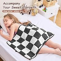 Vista 5 de yescool Black Checkered Weighted Lap Pad 2 Pounds Cooling Weighted Lap Blanket, Plaid Small Weighted Blanket, Weighted Throw Blankets Gifts for