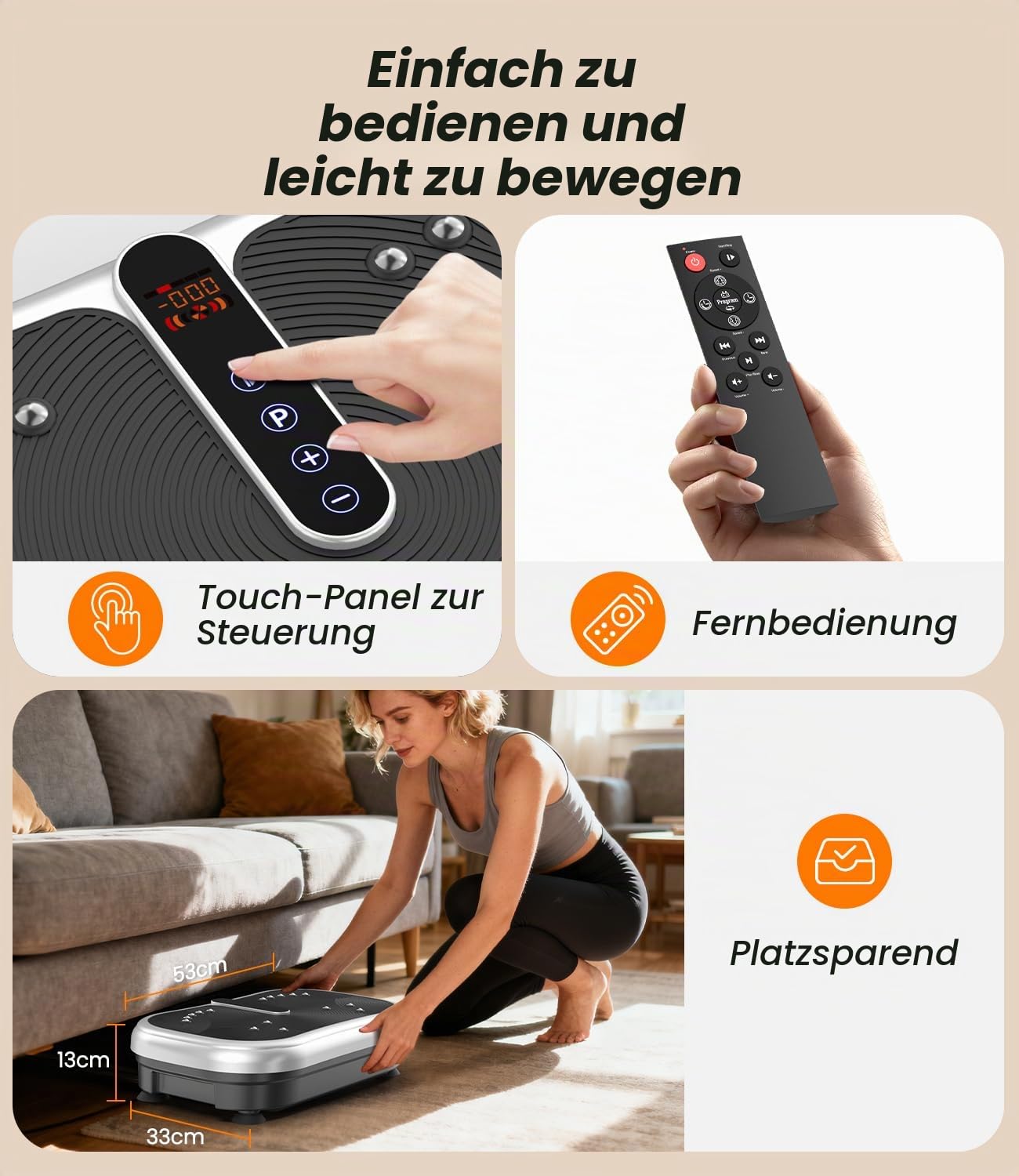 Vibrationsplatte 200W Vibration Plate Fitness mit Fernbedienung, 120 Stufen, Ultraschall & Gummifüße – für Home Workout, Muskelstraffung & Regeneration, Ideal für Frauen & Senioren