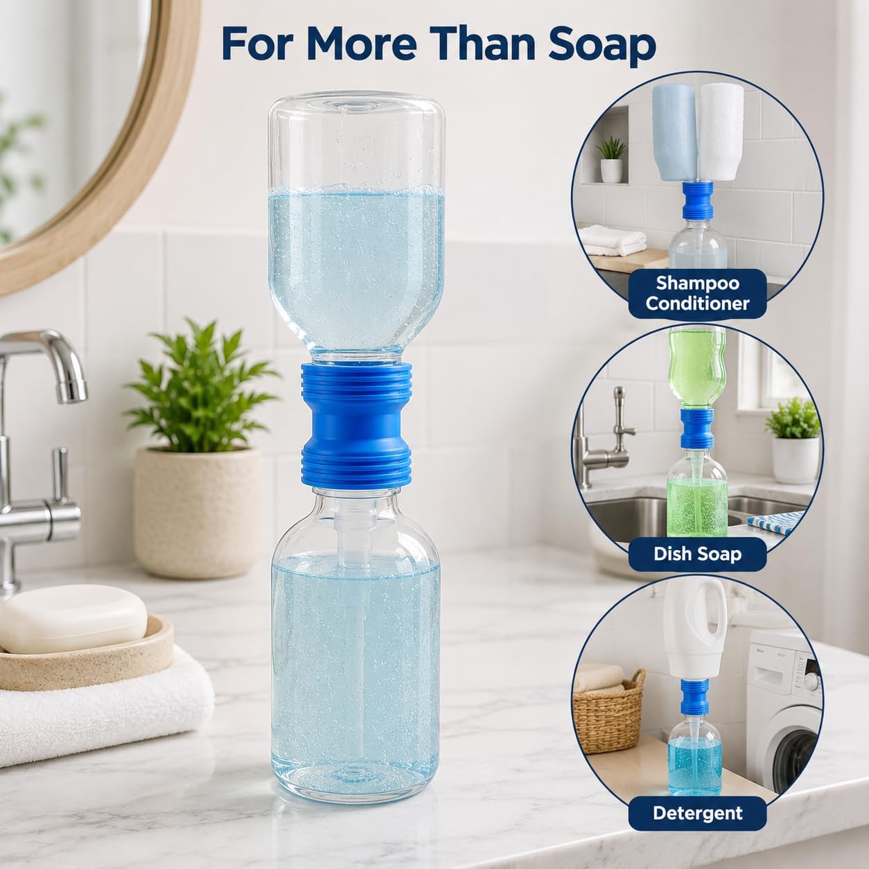 Bottle Emptying Cap, 3 Pcs Bottle Transfer Connector for Soap Lotion