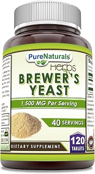 Pure Naturals Brewers Yeast Supplement | 1500 Mg Per Serving | 120 Tablets | Non-GMO | Gluten-Free | Made in USA