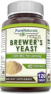 Pure Naturals Brewer's Yeast Supplement | 1500 Mg Per Serving | 120 Tablets | Non-GMO | Gluten-Free | Made in USA