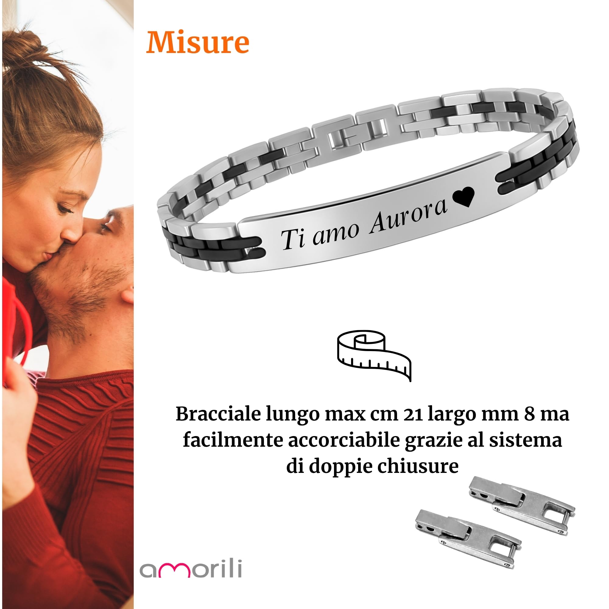 Bracciale Uomo Personalizzato con Incisione – Acciaio Inossidabile – Lunghezza 21 cm, Larghezza 8 mm – Idea Regalo Elegante e Unica - bcc3141