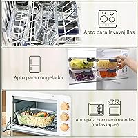 Vista 4 de M MCIRCO Paquete de 10 recipientes de vidrio para almacenamiento de alimentos con tapas, loncheras bento herméticas para el almuerzo, recipientes