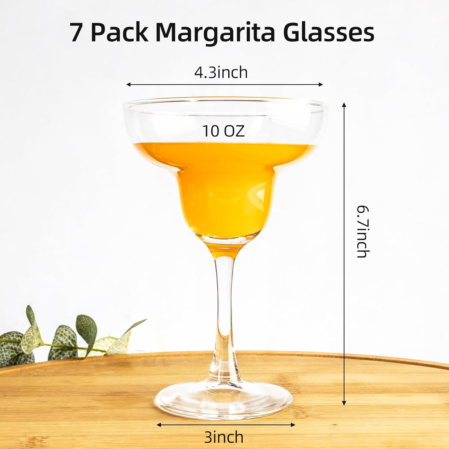 YANGNAY Margarita Glasses Set of 7, 10 oz Reusable Cocktail Glasses with Stem, Perfect for Parties, Mixed Drinks & Frozen Cocktails, Dishwasher Safe - Image 2