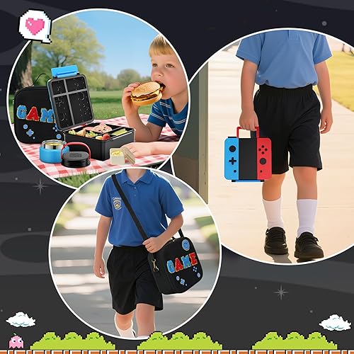 Miniatura 6 de Lonchera de juego para niños con termo de 9 onzas de boca ancha de acero inoxidable y bolsa de almuerzo aislada, a prueba de fugas, juego para