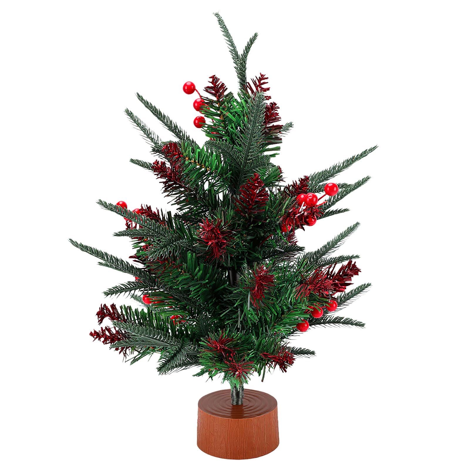 Ejoyous Albero di Natale Artificiale Mini, Pino Decorativo con Bacche,