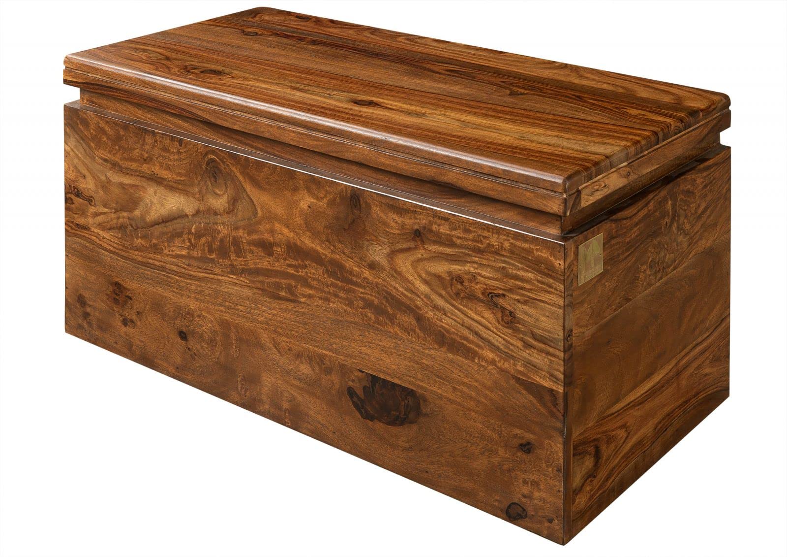 MASSIVMOEBEL24.DE | Toronto Truhe aus Massivholz walnuss - gewachst Sheesham Stauraum + Sitzgelegenheit + Deckel 80x40x40 Aufbewahrungsbox Holztruhe Sitztruhe