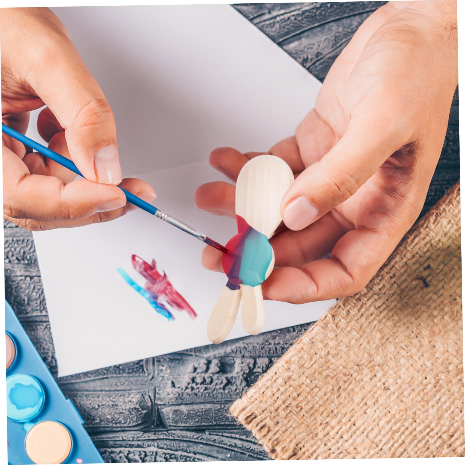 Figuras de Conejo de Madera para Pintar Diy 5 Piezas Color Beige Decoración para Mesa de Habitación, Manualidades para Niños
