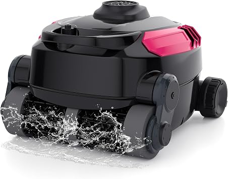 Cordless Robotic Pool Cleaner, Wall Climbing, Extended Battery Life, 0.28 Cu Ft Large Capacity, Advanced Dual-Motor, X3 Auto Pool Vacuum for Inground & Above Ground Pools Up to 1615 Sq.Ft, Pink