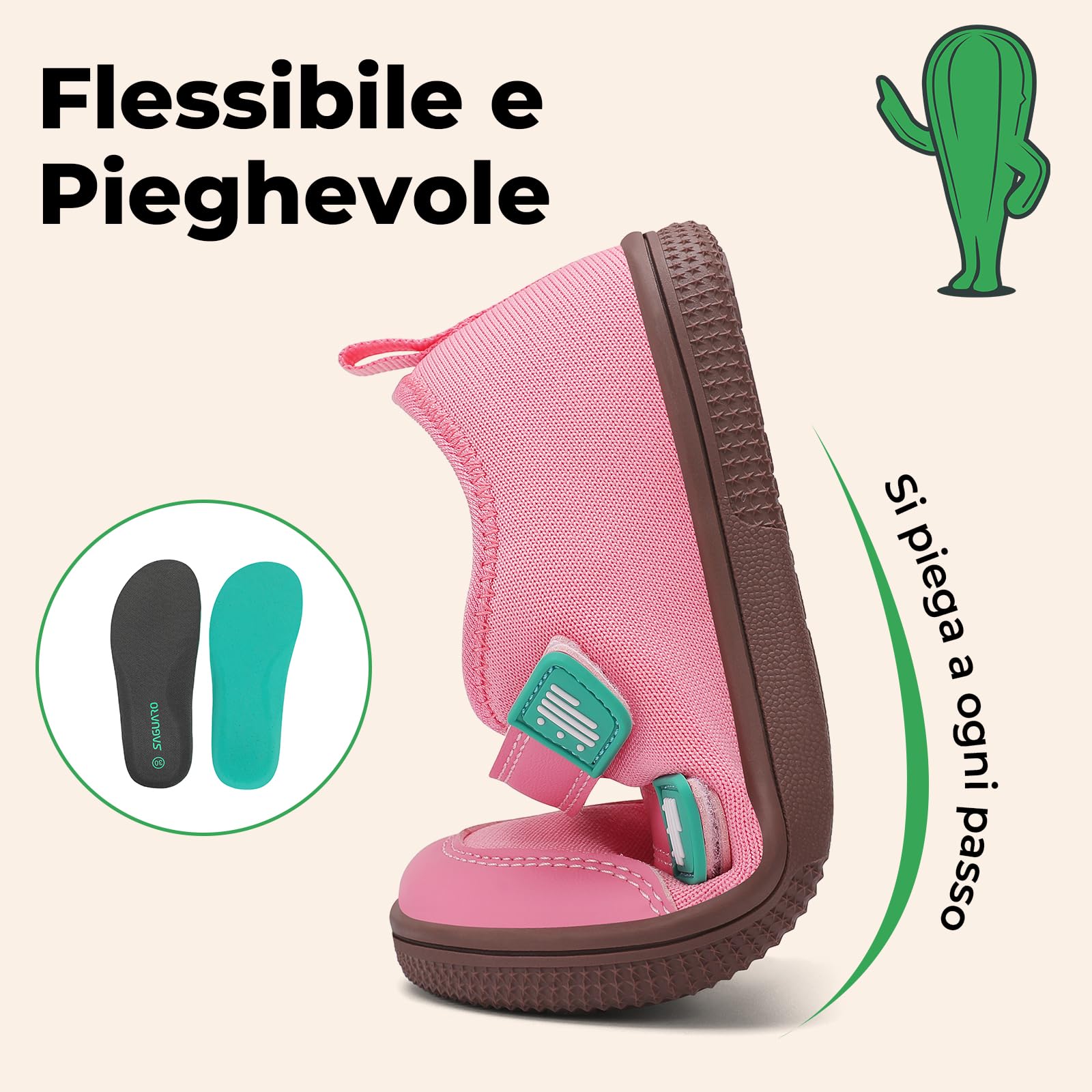 SAGUARO Scarpe Barefoot Bambini Leggere Sneakers Minimaliste con Punta Larga e Suola Zero Drop,Gr.25-35