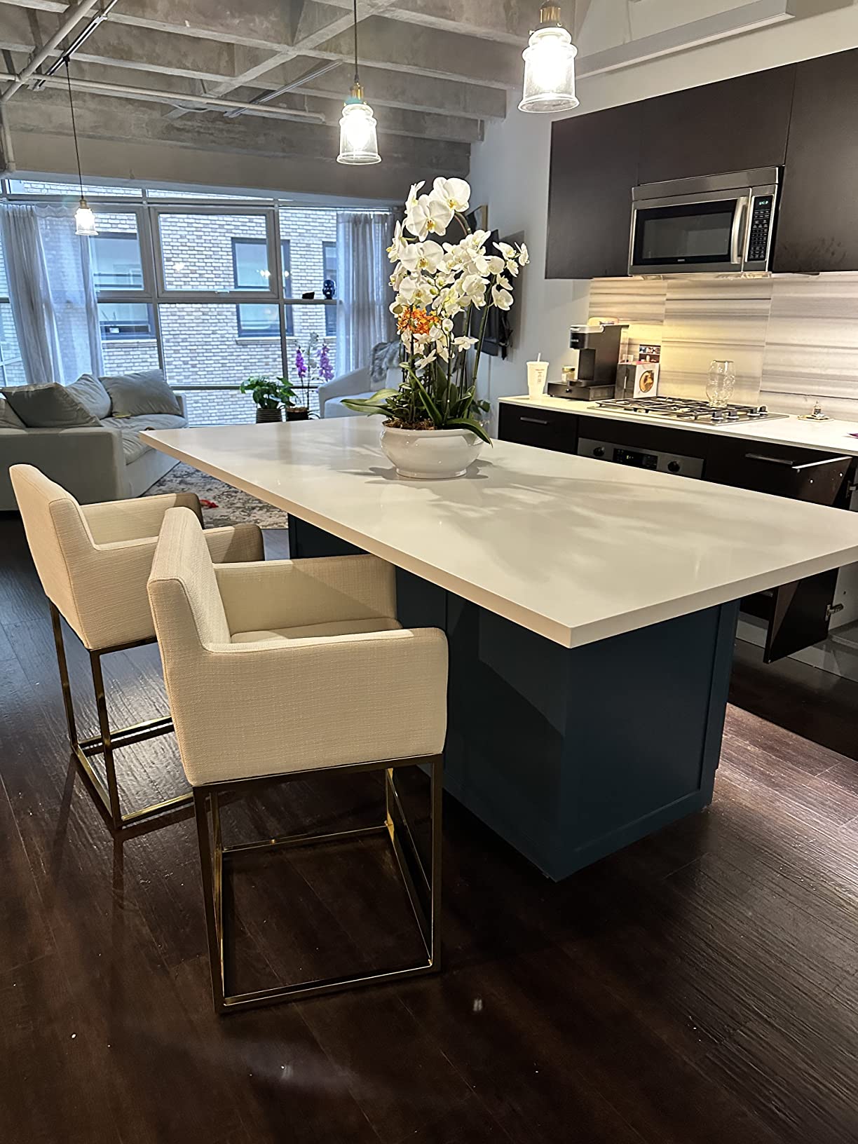 29/mo Finance Modern Counter Height Bar Stools Set of 2, Velvet